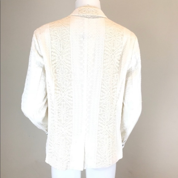 ANTHROPOLOGIE Lupe Lace Blazer Jacket Ivory {Z49} - Picture 4 of 5